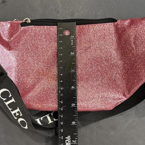 Cleo Pink Glitter Preppy Designer Fanny Pack Outdoor Waist Belt Bag - Picture 6 of 12